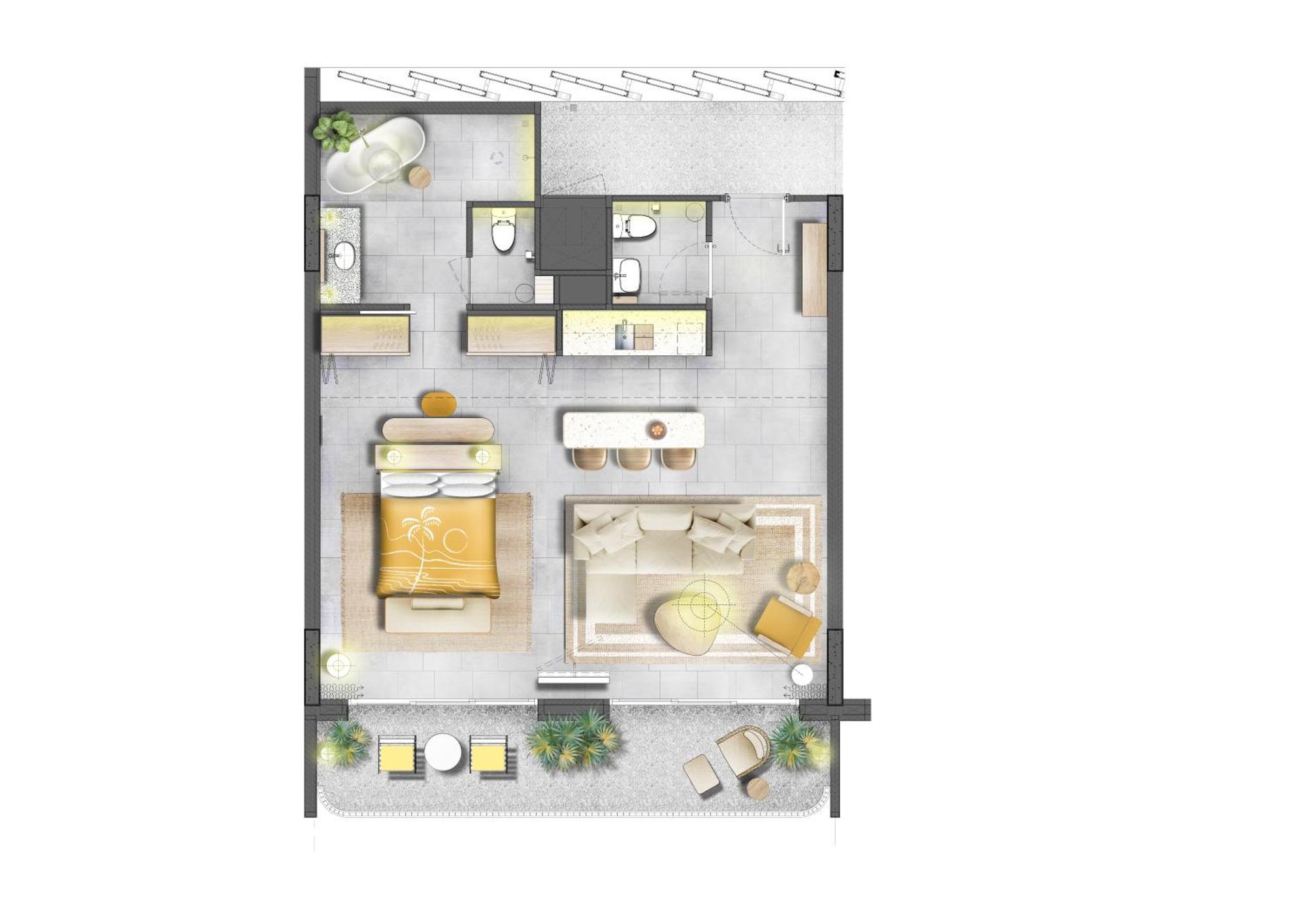 The Standard, Hua Hin 호텔 객실 사진 A floor plan of a typical apartment